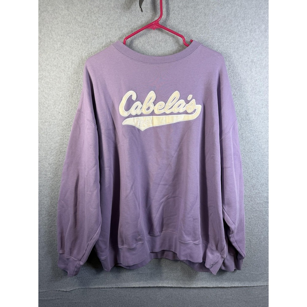Cabela's Sweatshirt Mens 2XL Purple Fleece JanSport Crewneck Pullover Outdoor‎